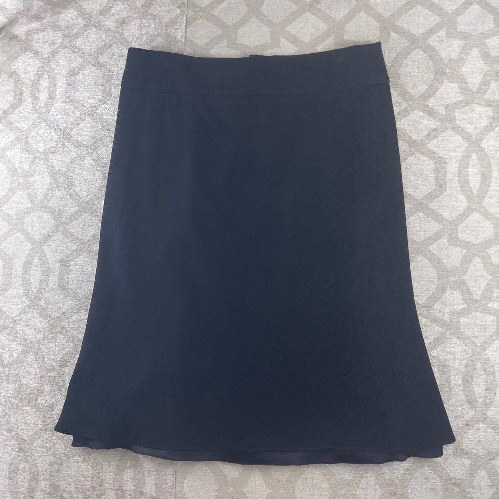 Armani Collezioni Black Virgin Wool Flared Knee Length Skirt Made in Italy Sz 8 - Picture 7 of 8